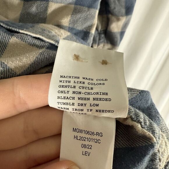 Alesbury Flannel Shirt Mens Medium Blue White Plaid Button Up Long Sleeve Cotton - Picture 8 of 11